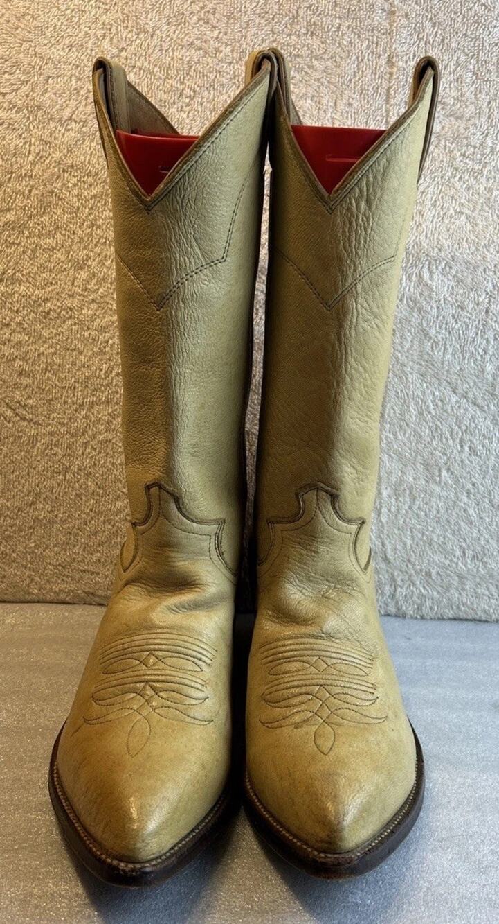 Justin 1345 Tan Brown Leather Cowboy Western Boots Men Size 7.5 D